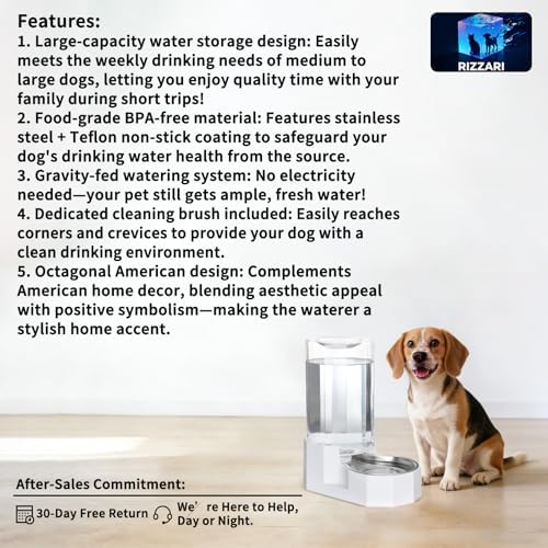 Sfozstra 8L Gravity Dog Water Dispenser:Stainless Steel Bowl - Image 2