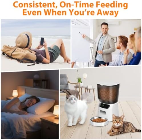 Automatic Cat Feeder WiFi, 5L Pet Feeder with App Control, 10 Meals Daily, 20 Portion Sizes, Timed Automatic Cat Food Dispenser, Stainless Steel Bowl, Dual Power Supply, Dry Food Feeder for Cats - Image 6