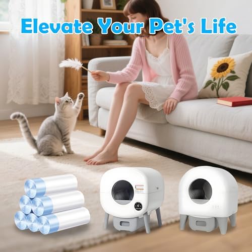 Cat Litter Bags 60 Count, 26.37"X15.74" Drawstring Close Litter Box Liners for Automatic Litter Box,Thick Cat Poop Bags,Easy to Clean,Heavy Duty Robot Bag for Self-Cleaning Box - Image 6