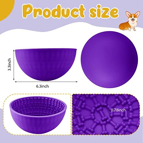 Patelai 2 Pcs Dog Lick Bowl, Slow Feeder Bowl for Dogs, Green, Purple, Bone - Image 2