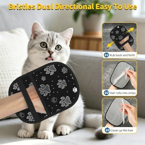 Dog Cat Paw Doodle Puppy Polka Dots Pet Hair Removal Glove For Cats Dogs - Image 7