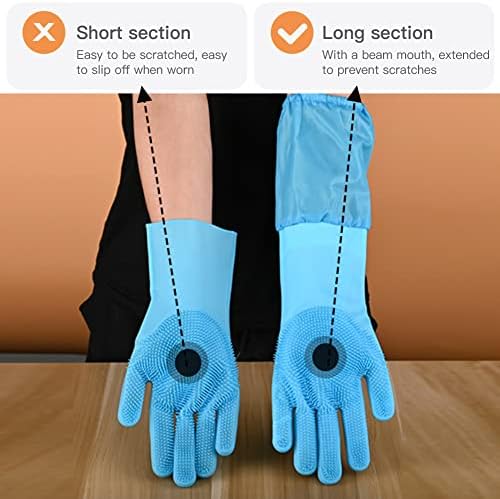 WAYUTO Long Sleeve Silicone Grooming Gloves: Cat Bathing, Dog Massaging, Hair Removal, Pet Shampoo for Kitchen, Bathroom, and Pet Shop Use - Purple - Image 2