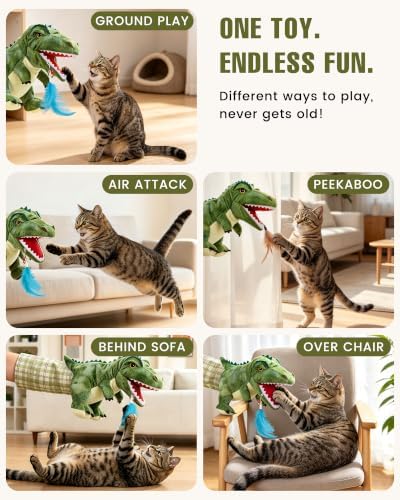 T-Rex Dinosaur Cat Puppet Glove, Interactive Toy with Movable Jaw - Image 7