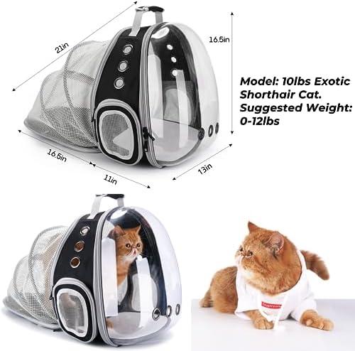 Lollimeow Cat Carrier Backpack, Expandable Bubble Pet Carrier for Cats and Small Dogs, Airline Approved Travel Backpack for Hiking, Walking & Outdoor Adventures - Supports up to 14 lbs - Image 2