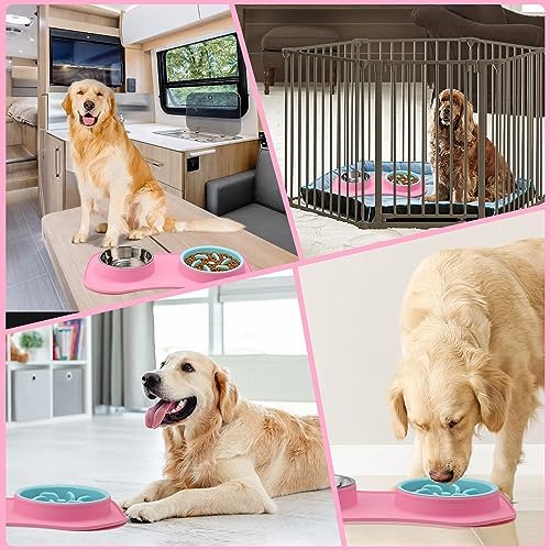 Slow Feeder Dog Bowls 3 in 1 Stainless Steel Food Water Bowl to Slow Eating - Image 7
