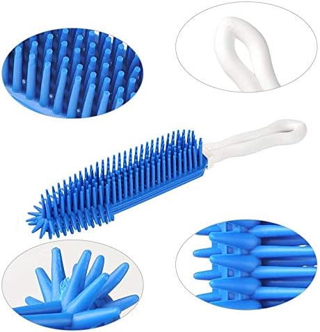 LandHope 2 Pack Pet Hair Removal Tool Pet Hair Remover Rubber Cat Hair Remover Portable for Carpet Clothes Furniture Sofa Leather Car Seat Bath with Massage Effect (Green + Blue) - Image 2