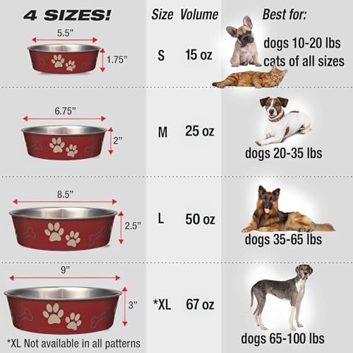 Loving Pets Bella Dog Bowls- Stainless Steel Dog & Cat Bowls - Spill Proof Dog Food Bowl, Cat Bowl, Puppy Essentials & Pet Supplies Great for Home & Travel (Large 35-65 lbs, Merlot) - Image 7