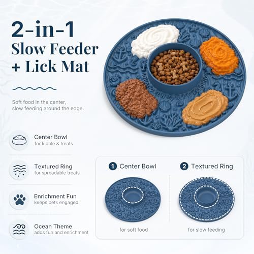 WorWoder 2-in-1 Lick Mat for Dogs, Built-in Slow Feeder Bowl - Image 2