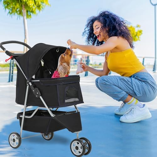 FDW | 3-Wheel Foldable Pet Stroller | Black | Lightweight & Portable - Image 2