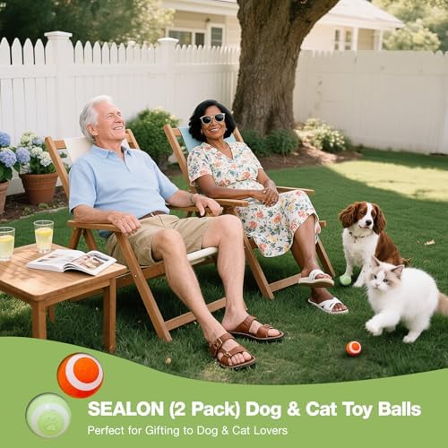 SEALON BL01A01 Green 2 Pack Automatic Rolling Cat Ball Toy with Obstacle Avoidance & Hunting Stimulation for Multi-Cat Households, Ideal for Lounges, Cat Tree Areas, Balconies & Pet Zones - Image 2