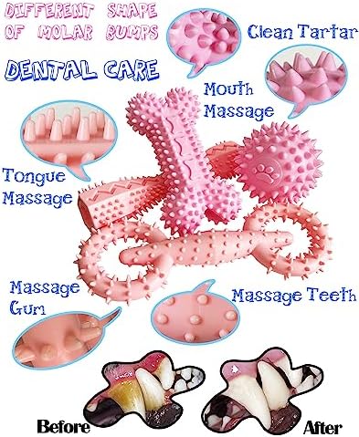 4 Pack Puppy Teething Chew Toys for Small Medium Dogs Pink Girl Dog Toy Set - Image 2