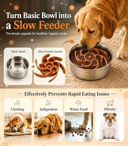 Slow Feeder Dog Bowls Insert Cuttable to fit 4.4"-7.5" Bowl Orange - Image 2