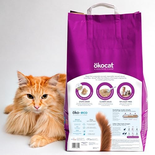 ökocat Low Tracking Natural Wood Clumping Cat Litter, Odor Control 14 Lbs - Image 2