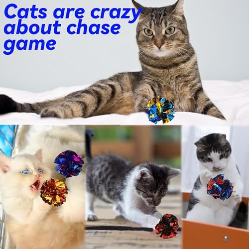 Cat Toys 20 Packs Interactive Crinkle Ball, 2.3 Inch Bright Colors Cat Ball Toys to Attract and Engage Cats, Promote a Healthy Lifestyle for All Breed Sizes Cats - Image 5
