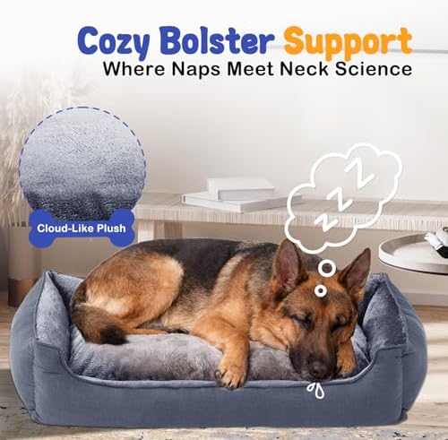 Makigued Dog Bed for Large Dogs with Bolster Sides, 35 x 26 x 7.5 Inches - Image 2
