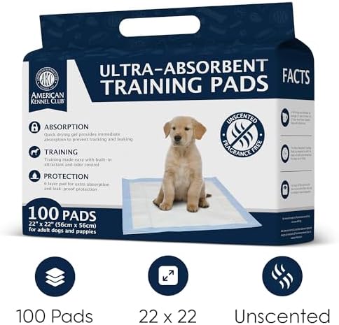 AKC Puppy Training Pads, 22" x 22", Unscented, 100 Count - Image 2