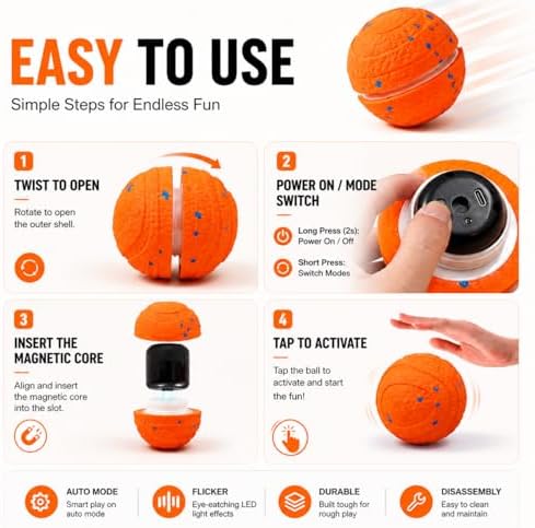 Automatic Interactive Dog Ball, Self-Moving Rechargeable Toy, 2 Modes - Image 7