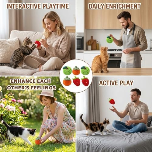 6Pcs Catnip Cat Toys Balls, Cat Nip for Cats, Cat Toys for Indoor Cats, Handmade Yarn Balls with Natural Silvervine Gall Fruit with Various Sizes for Indoor Kitten Kitty Enrichment & Stress Relief - Image 7