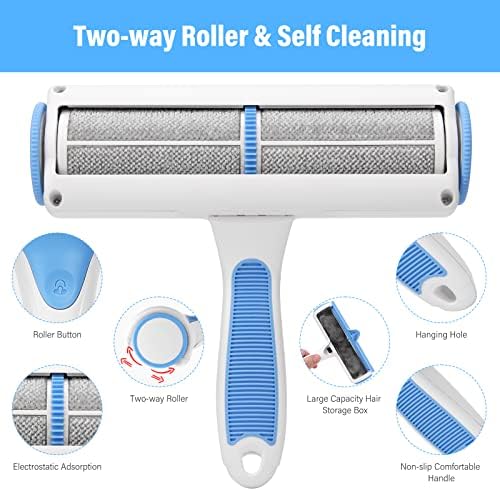 Pet Hair Remover Reusable Cat and Dog Hair Remover Multi-Surface Lint Roller Portable Fur Removal Tool for Furniture,Couch,Carpet,Bedding,Clothes and Car Seats, Non-Slip Handle Self-Cleaning Roller - Image 6
