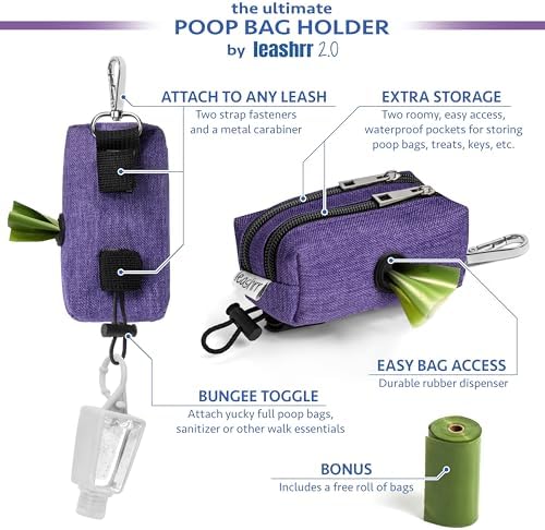 Dog Poop Bag Holder for Leashes and Treat Holder with 2 Waterproof Pouches - Image 2