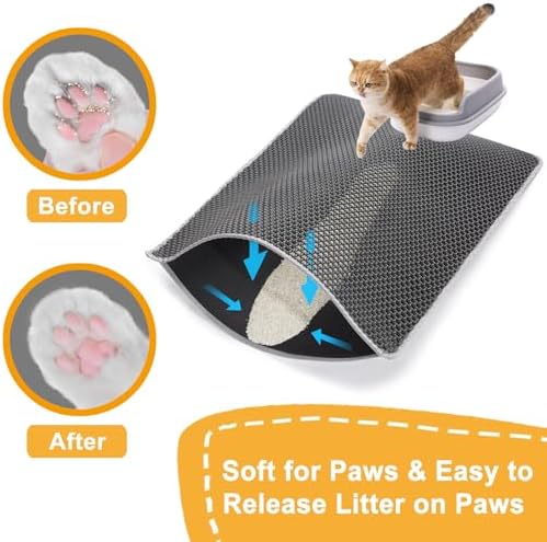 Cat Litter Mats-Extra Large 47''x36'' Litter Trapping Mat for Cat-XXL Litter box Matt for Floor-2 Layer Catcher Rug for Pet kitty Litterbox-Waterproof Urine Proof,Non-Slip - Image 6
