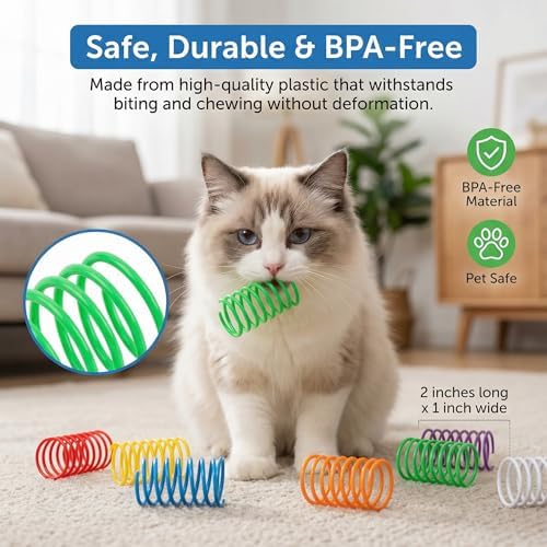 Fashion's Talk 12 Colors Cat Spring Toys Colorful Plastic Springs for Indoor Cats Kittens Interactive Swat, Bite & Hunt Play - Image 7