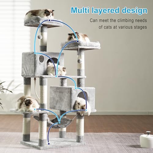 Hey-brother Cat Tree Tower with Sisal Scratching Posts, Big Condo, MPJ020W - Image 7