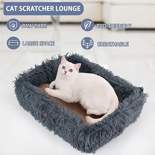 Cat Lounge Scratcher Box with Removable Cardboard (Dark Grey) - Image 2