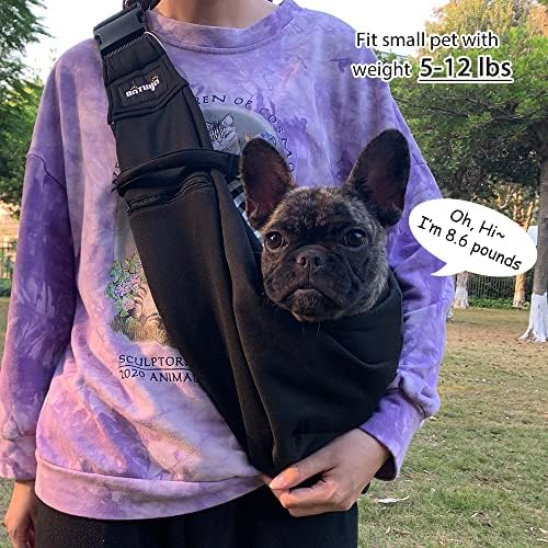 NATUYA Small Dog Carrier Sling Cat Sling,Adjustable Strap Hand Free Pet Puppy for Outdoor Traveling Subway (Black, Snap) - Image 2
