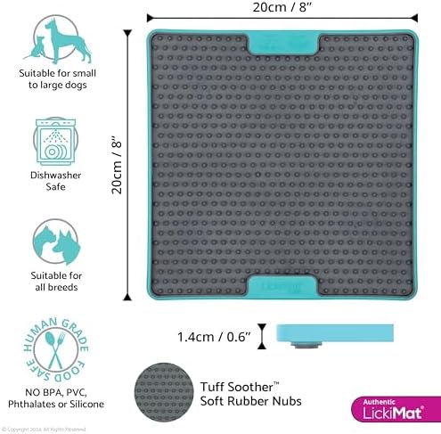LickiMat Tuff Soother Slow Feeder Lick Mat for Dogs, Turquoise, Boredom Aid - Image 2