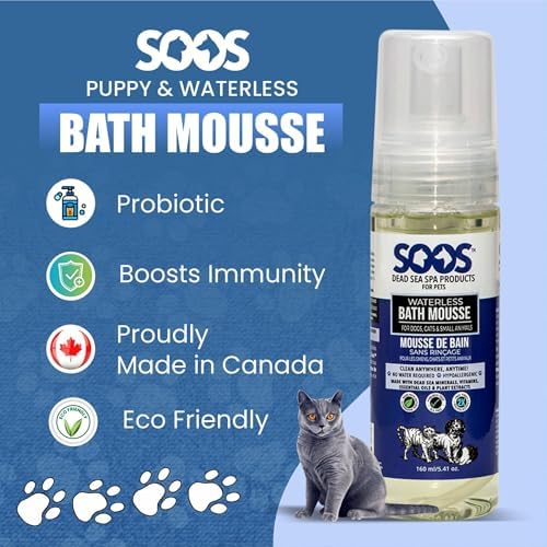 Soos Pet Waterless Bath Mousse for Dogs and Cats | Natural Dead Sea Minerals | Cleans Dirty Paws, Provides Smoothness Shine, Strength, Thickness - 160 ml - Image 7