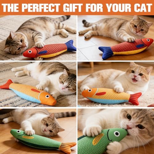 Catnip Toys for Cats Indoor, Cat Kicker Toy 3 Pack Plush Fish with Crinkle Sound, Interactive Kitten Toys for Boredom Relief, Soft Durable Cat Chew Toys for Indoor Cats and Kittens - Image 7