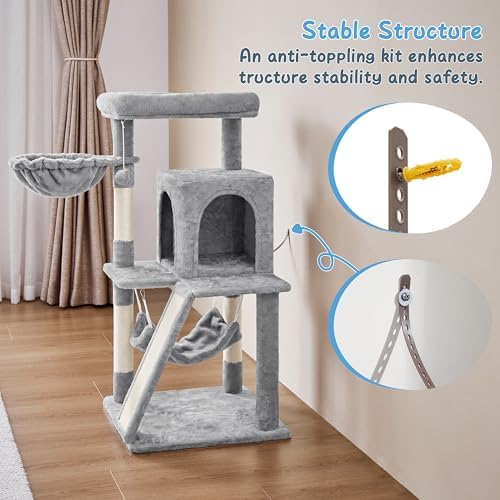 Yaheetech 40in Cat Tree for Indoor Large Cats with Large Top Perch - Image 2