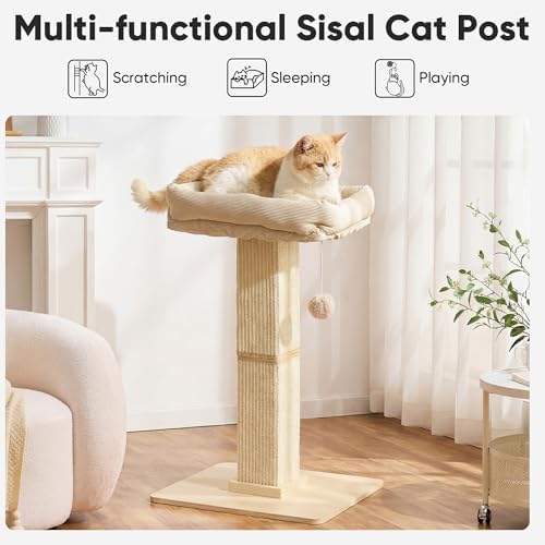 FUKUMARU Retro-Style Cat Scratching Post with Perch for Indoor Adult Cats - Image 2