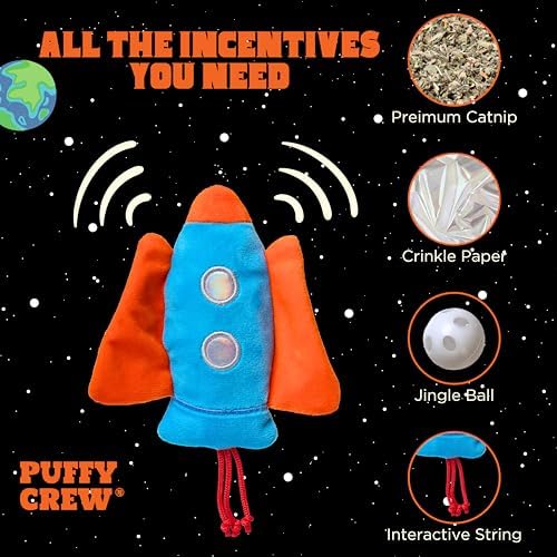 Interactive Catnip Cat Plush Toy, Space Travel Theme, 5‘’, for All Breed Size Cats (Spacecraft) - Image 2