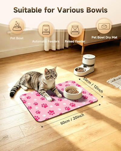 Dog Food Mat for Food and Water Mat, Pet Cat Dog Bowl Mat, 12"x20" - Image 7