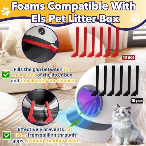 20 Packs Foam Seals, Compatible with Els Pet Litter Box, Red & Black - Image 2