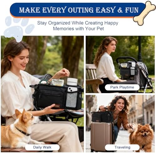Dog Stroller Bag Fits 14–19" Handles, Pet Stroller Caddy with Cup Holder - Image 7