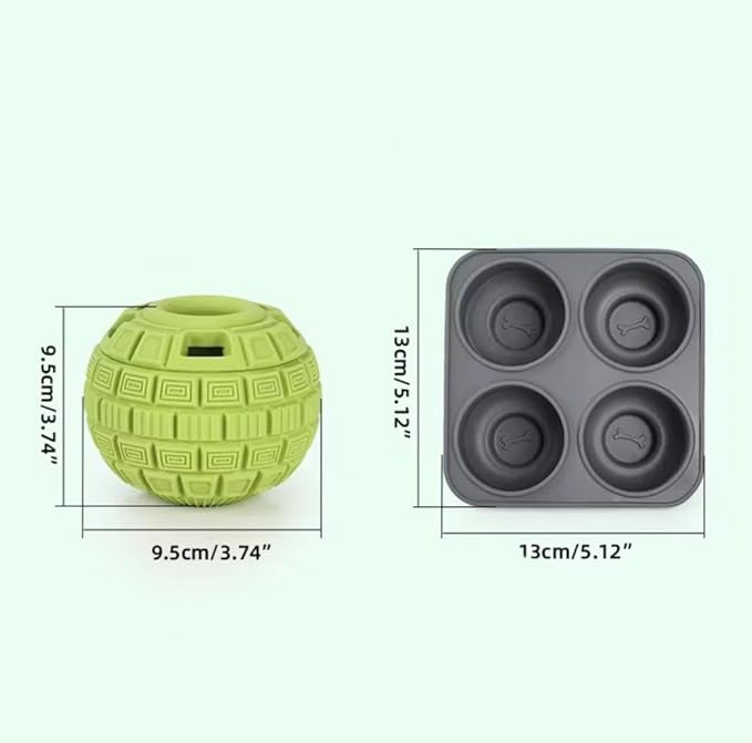 Play Plus Frozen Treat Dispensing Dog Toy - Interactive Dog Toys to Keep Your Pup Busy and Distracted - Freezable Fillable Rubber, Reduces Anxiety, Easy to Clean, Perfect for Seniors (Green)