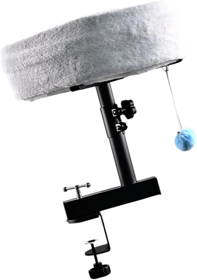 Desk Hammock for Cat with Height Adjustable Lounging Bed Perch Breathable Cloth Resting Bed Hammock