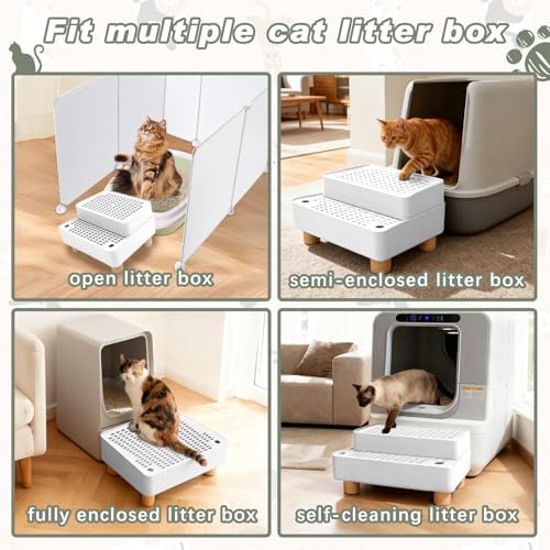 Adjustable Cat Ramp for Litter Box, 2-Step Litter Trapper, White - Image 7