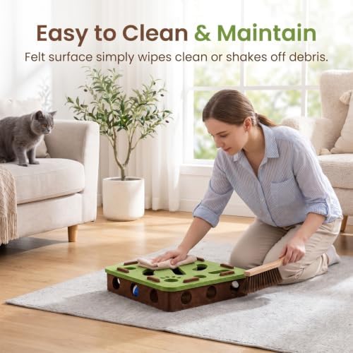 Interactive Cat Puzzle Toy, Mental Stimulation Box with 3 Balls, Indoor Cat Brain Training Game, Green for Kitten Enrichment - Image 7