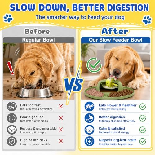 Slow Feeder Dog Bowls, Lick Mat & Interactive Rolling Ball, Dishwasher Safe - Image 7