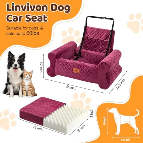 Dog Car Seat for Medium/Large Dogs up to 60LBS Memory Foam Dog Booster Seat - Image 2