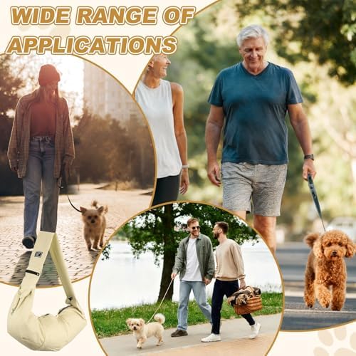 Dog Sling Carrier for Small Dogs and Cats Up to 16.5 Lbs, Soft Pouch Waterproof with Zipper Pocket Pet Cross Body Shoulder Bag, (Champagne, 1 Pcs) Intended for Outdoor/Travel - Image 6
