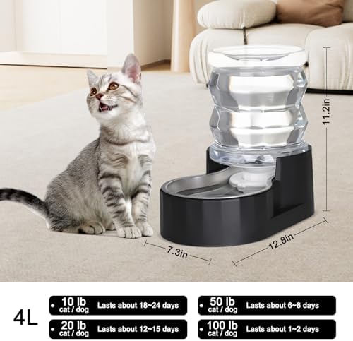 RIZZARI 4L Gravity Cat Water Dispenser: Filtered Hydration for Indoor Cats - Image 2
