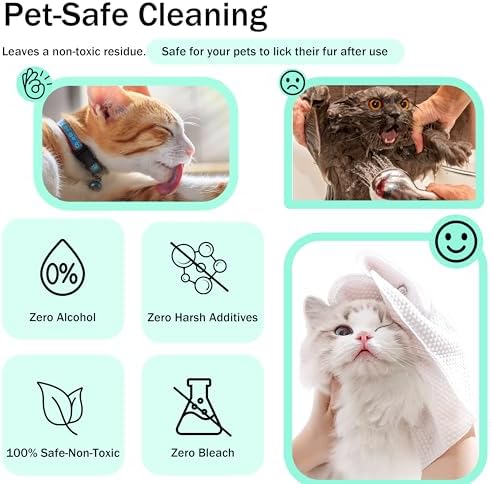 Homtyler Dog Wipes & Cleaning Gloves 2-in-1 for Dogs and Cats, Extra-Thick Pet Wipes with Coconut Oil for Lick-Safe Paws, Eyes, Ears & Body, Rinse-Free Waterless Bath for Deodorizing&Cleansing, 18 PCS - Image 5