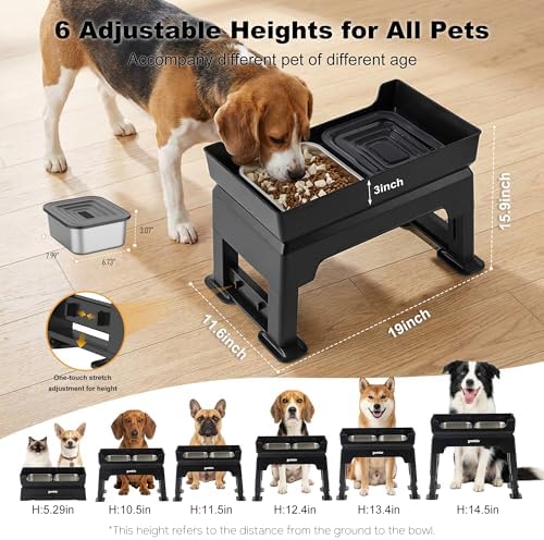 ZOMISIA Elevated Dog Bowls with No Spill Water Bowl, 6 Height Adjustable - Image 2