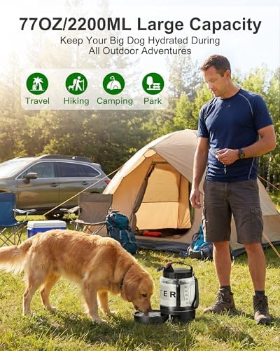 Portable Dog Water Bottle with Bowl, Large 77 oz/2.2 L, Black - Image 2