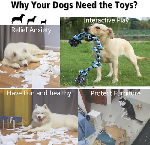 XIGOU Dog Rope Toys for Large Dogs Aggressive Chewers, Dog Chew Toys for Large Breed Indestructible, Heavy Duty Tough 3 Feet 5 Knots Dog Toy, Sturdy Rope toy for Dogs Tug of War Dog Toy Teeth Cleaning - Image 7